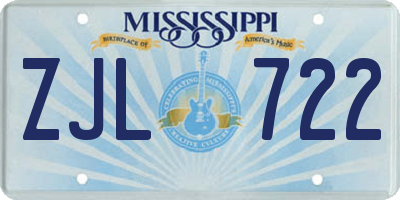 MS license plate ZJL722