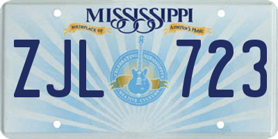MS license plate ZJL723