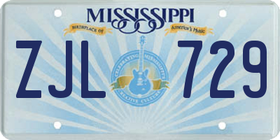 MS license plate ZJL729