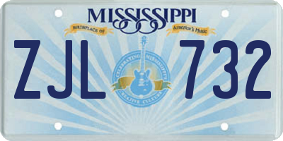 MS license plate ZJL732