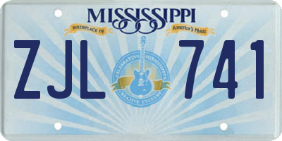 MS license plate ZJL741