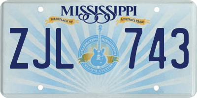 MS license plate ZJL743