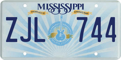 MS license plate ZJL744