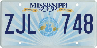 MS license plate ZJL748