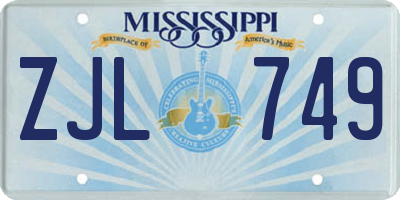 MS license plate ZJL749