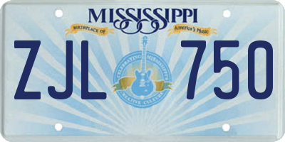 MS license plate ZJL750