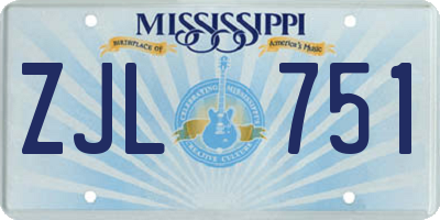 MS license plate ZJL751