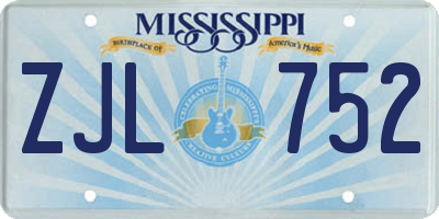 MS license plate ZJL752