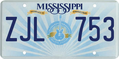 MS license plate ZJL753