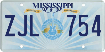 MS license plate ZJL754