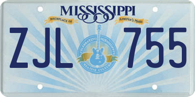 MS license plate ZJL755