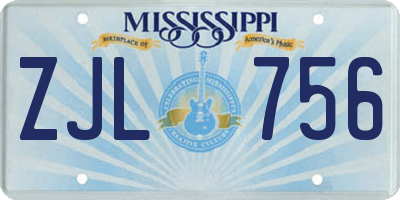 MS license plate ZJL756