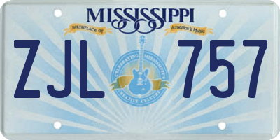 MS license plate ZJL757