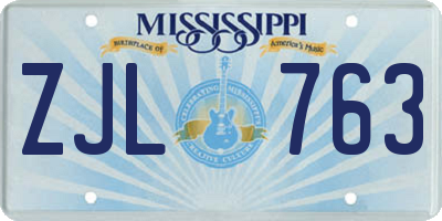 MS license plate ZJL763