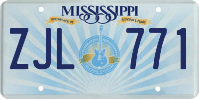 MS license plate ZJL771
