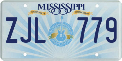 MS license plate ZJL779