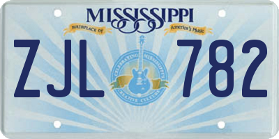 MS license plate ZJL782