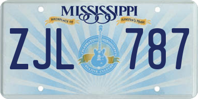 MS license plate ZJL787