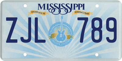 MS license plate ZJL789