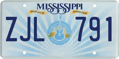 MS license plate ZJL791