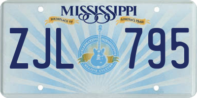 MS license plate ZJL795