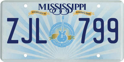 MS license plate ZJL799