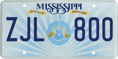 MS license plate ZJL800