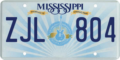 MS license plate ZJL804