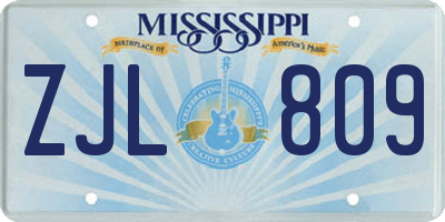 MS license plate ZJL809