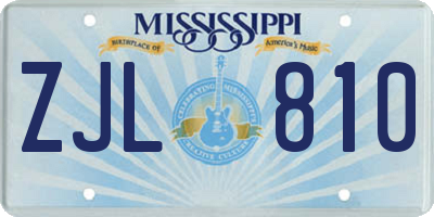 MS license plate ZJL810