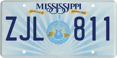 MS license plate ZJL811