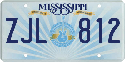 MS license plate ZJL812