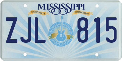 MS license plate ZJL815