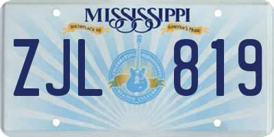 MS license plate ZJL819
