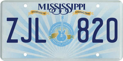 MS license plate ZJL820