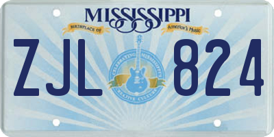 MS license plate ZJL824