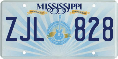 MS license plate ZJL828
