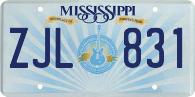 MS license plate ZJL831