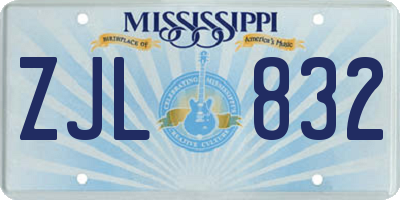 MS license plate ZJL832