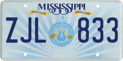 MS license plate ZJL833