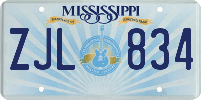 MS license plate ZJL834