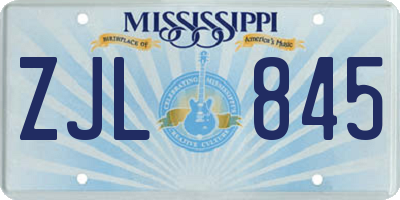 MS license plate ZJL845