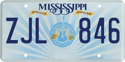 MS license plate ZJL846