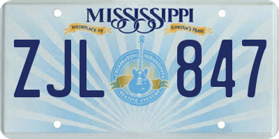 MS license plate ZJL847