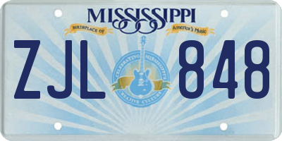 MS license plate ZJL848