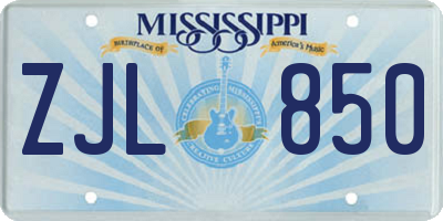 MS license plate ZJL850