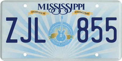 MS license plate ZJL855