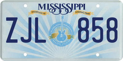 MS license plate ZJL858