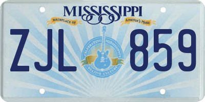 MS license plate ZJL859