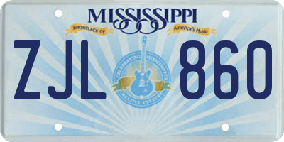 MS license plate ZJL860